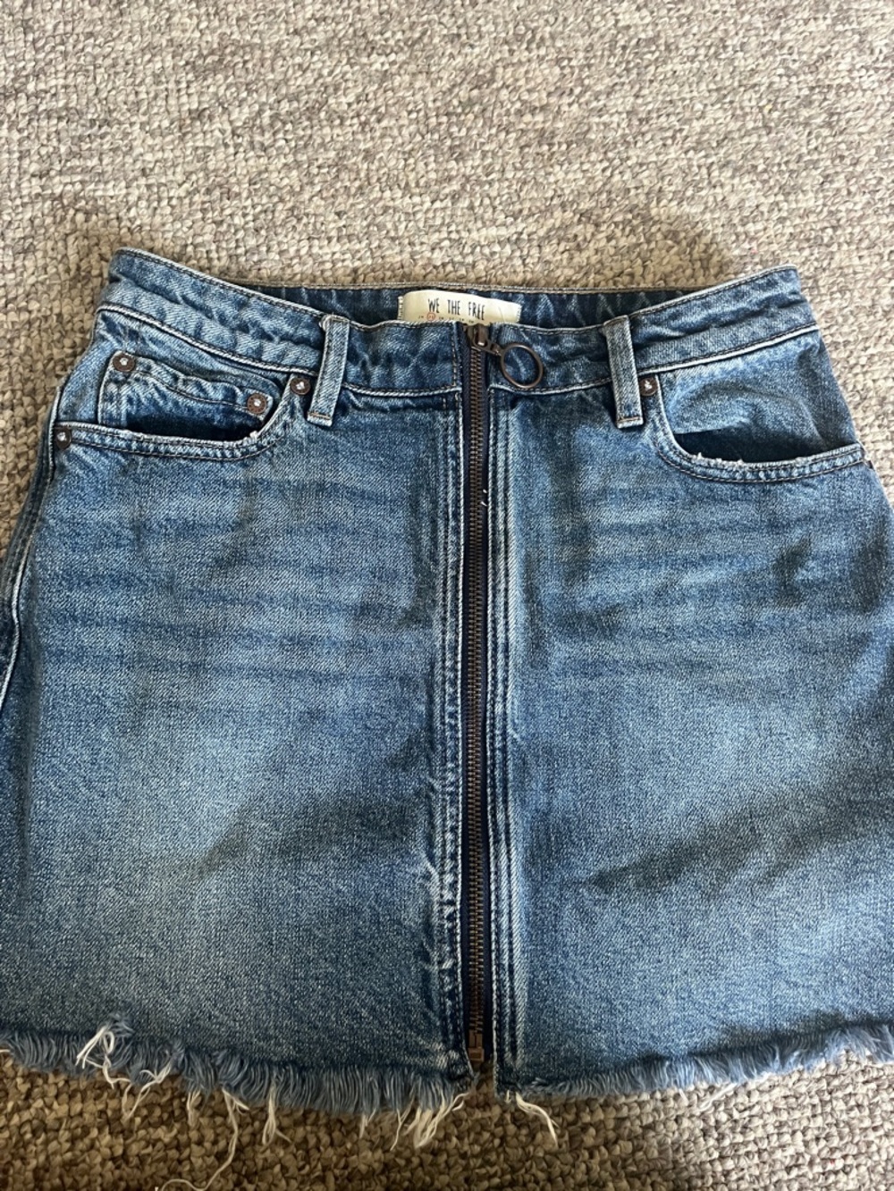We The Free Medium Blue Denim Zip-Front Women's Skirt